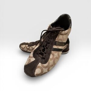 COACH Kathleen Brown Signature Patterned Sneakers size 8.5